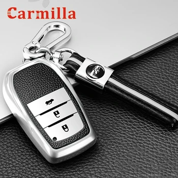3 Düğmeler TPU Akıllı Araba Uzaktan anahtar kapağı kılıfı Tutucu Toyota Corolla 2018 - 2021 için Deri Anahtarlık Anahtarlık Halka Parçaları