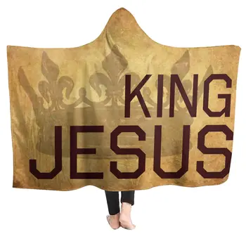 3d Baskı Özelleştirme İsa Kral 3D baskılı kapşonlu battaniye yetişkin çocuk giyilebilir battaniye mikrofiber yatak