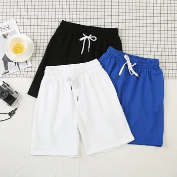 Beyaz Şort Erkekler Japon Tarzı Polyester Koşu Spor Şort Erkekler için Rahat Yaz Elastik Bel Katı Şort Giyim