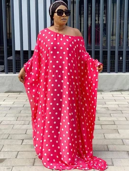 Boubou Afrika Elbise Kadınlar Gevşek Batwing Kollu Elbise Afrika Giyim 2022 Yeni Nokta Baskı Sokak Stili Seksi Afrika Elbise Vestidos