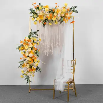 DIY Düğün Çiçek Duvar Düzenleme Malzemeleri İpek Şakayık Gül Yapay Çiçek Sıra Dekor Evlilik Demir Kemer Zemin