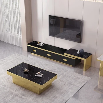 Italyan minimalist TV dolabı modern minimalist oturma odası oturma odası ışık lüks sehpa kombinasyonu Wabi Fengyan kurulu
