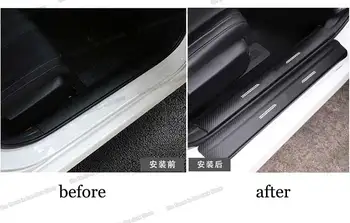 karbon fiber deri araba kapı eşiği eşik mat kapak anti-scratch sticker renault koleos 2016 için 2017 2018 2019 2020 2021