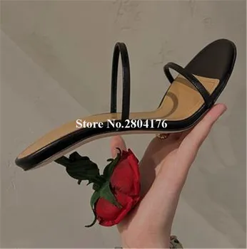 Kırmızı Çiçekler Topuklu Sandalet Yeni Benzersiz Burnu açık Bir Kayış Garip Topuk Sandalet Seksi Kadın Parti Elbise Ayakkabı