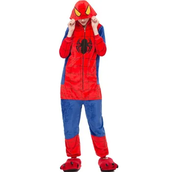 Kırmızı Örümcek Kigurumi Onesie Yetişkin Kadın hayvanlı pijama Takım Elbise Pazen Sıcak Yumuşak Pijama Tek Parça Kış Sıcak Pijama Cosplay