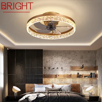 PARLAK Modern ışıklı tavan fanı Yaratıcı Alüminyum Lamba Uzaktan Kumanda LED Karartma Kristal Dekor Ev Yemek Odası Yatak Odası için
