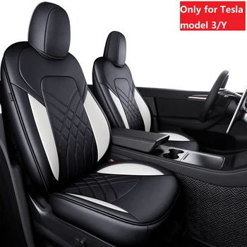 Tesla Modeli 3 Özel Fit Araba klozet kapağı Aksesuarları Model Y İçin 360 Derece Tam Kaplı Yüksek Kaliteli Deri Yastık Beyaz