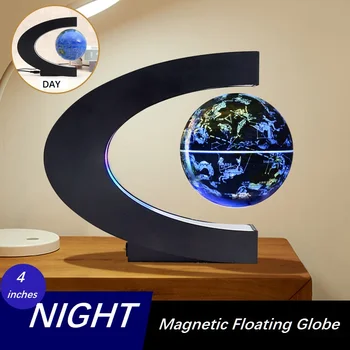 Yuvarlak LED Küre Manyetik Yüzen Küre Coğrafya Levitating Dönen İşıklı Dünya Haritası Gece Lambası Okul Ofis Ev Dekor