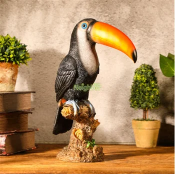 Yeni 3D Büyük Ağız Toucan Kuş Reçine Heykel Süs Kapalı El Sanatları Masaüstü Dekorasyon
